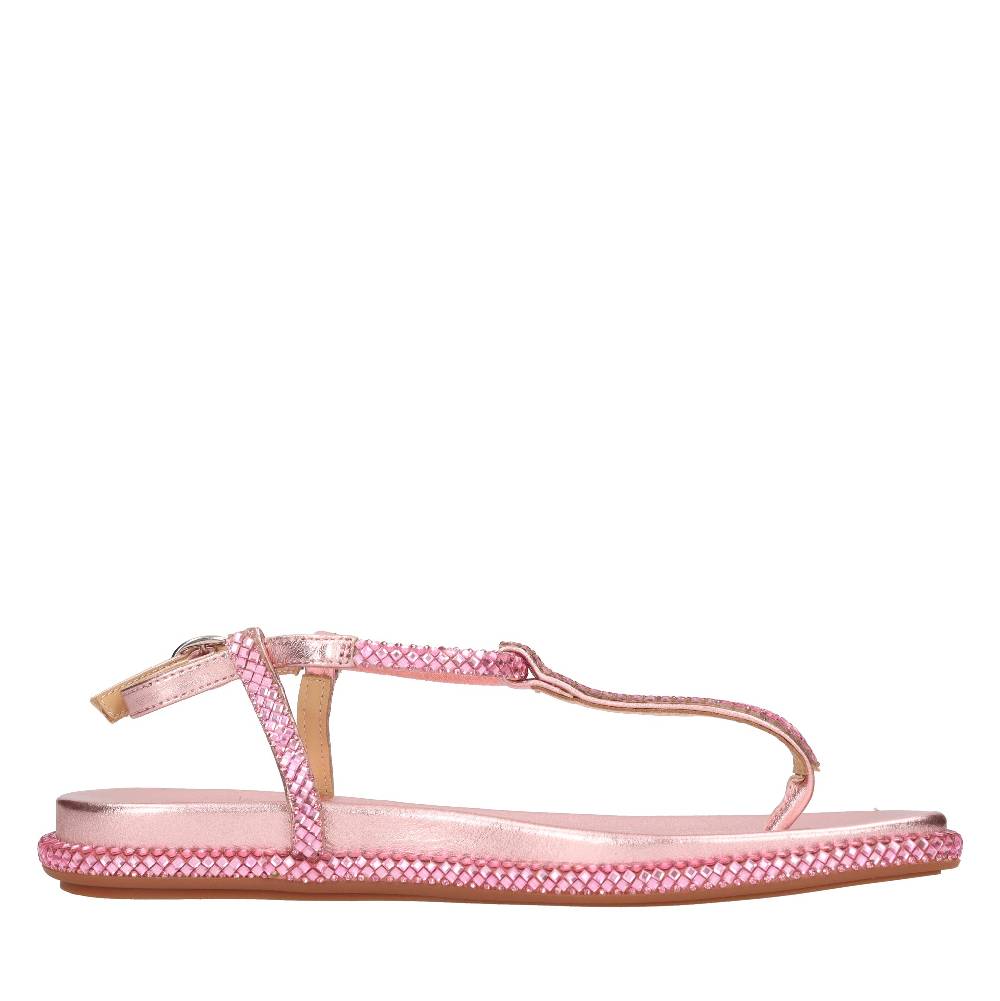 ALMA EN PENA Sandali Flat Infradito In Pelle E Strass