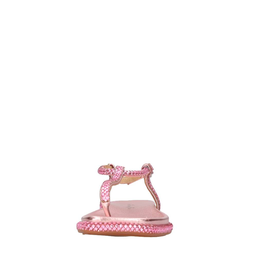 ALMA EN PENA Sandali Flat Infradito In Pelle E Strass