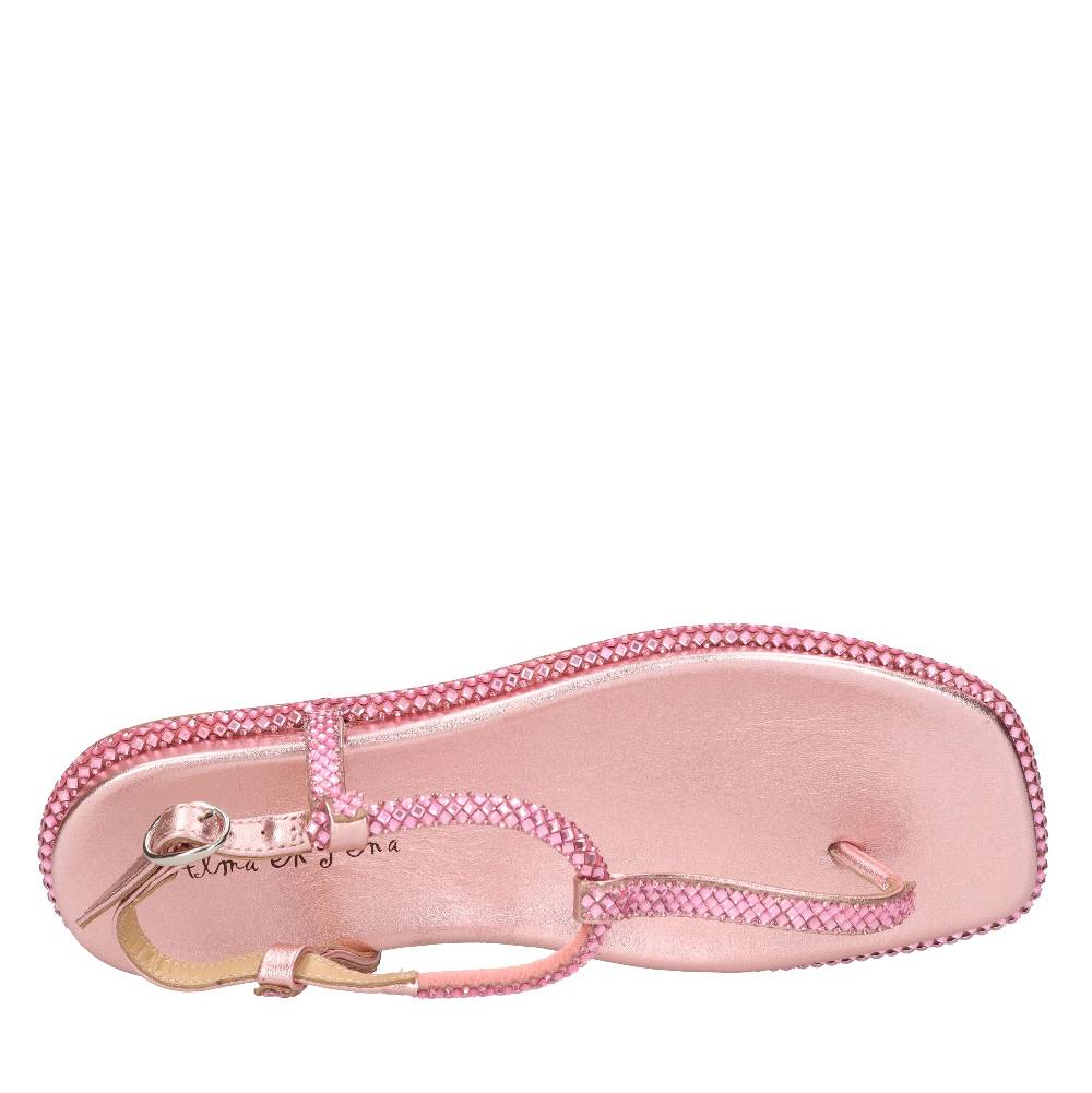ALMA EN PENA Sandali Flat Infradito In Pelle E Strass