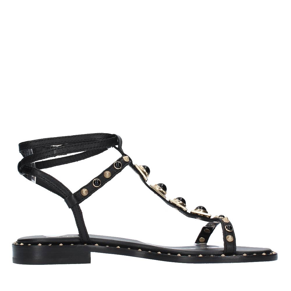 ASH Sandali Flat Modello PARTY01 In Pelle E Borchie