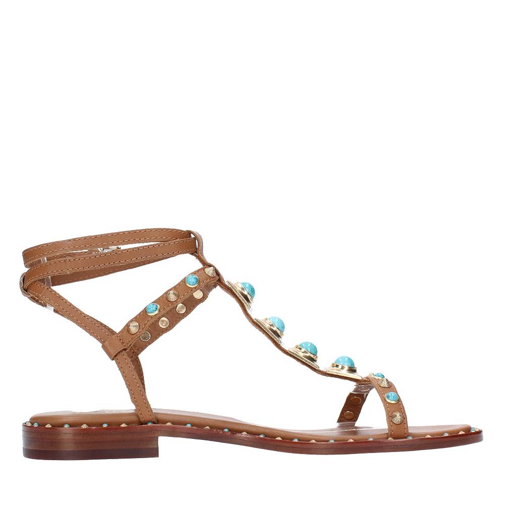 ASH Sandali Flat Modello PARTY02 In Pelle E Borchie