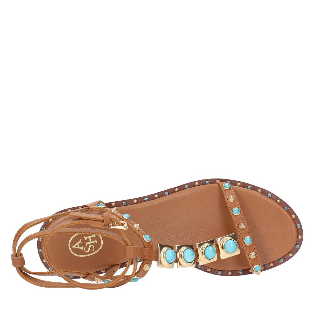 ASH Sandali Flat Modello PARTY02 In Pelle E Borchie