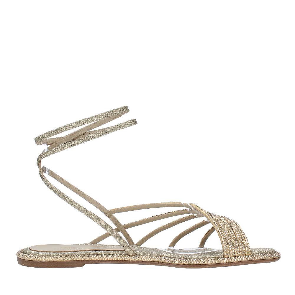 LE SILLA Sandali Flat Modello SCARLET In Tessuto E Microstrass