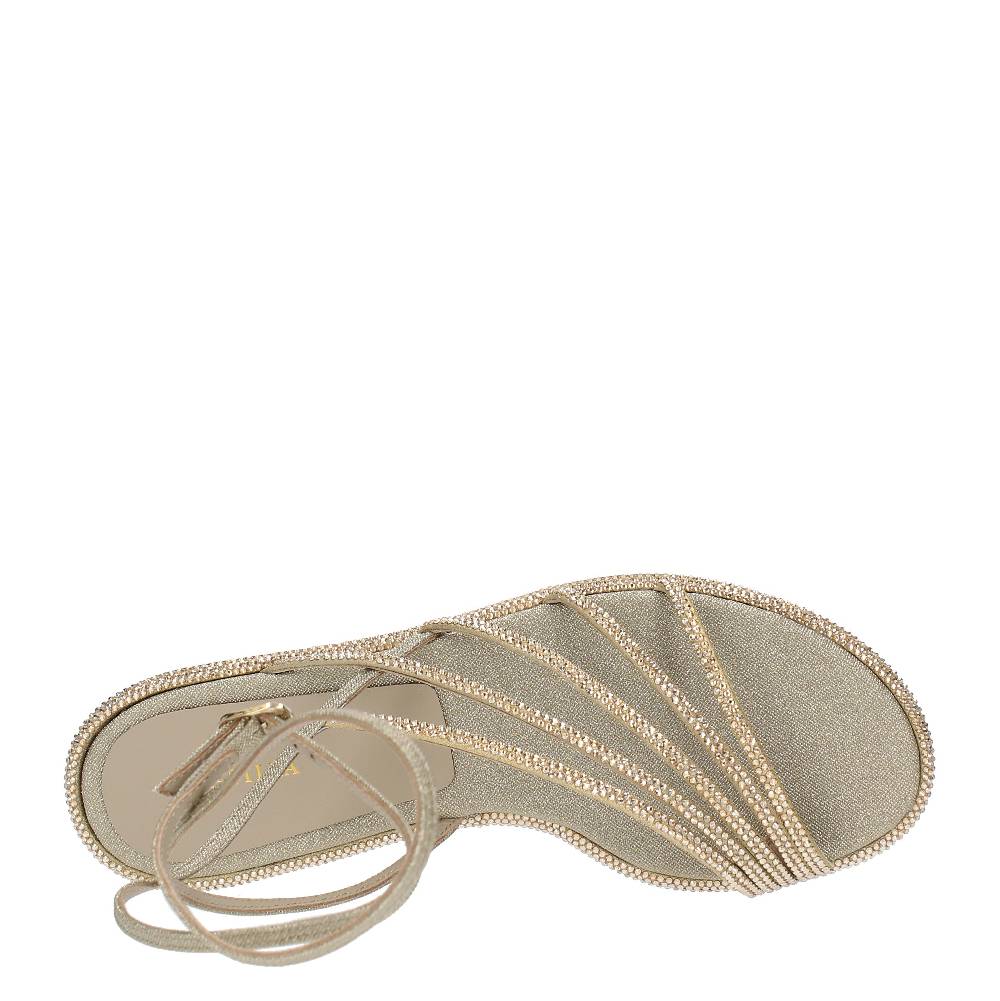 LE SILLA Sandali Flat Modello SCARLET In Tessuto E Microstrass