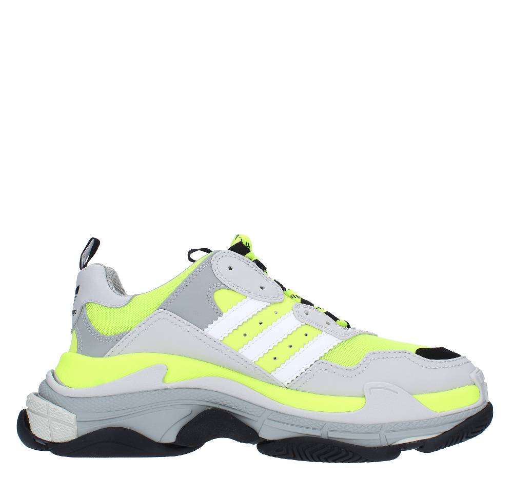 BALENCIAGA X ADIDAS Sneakers BALENCIAGA X ADIDAS TRIPLE S In Doppia Schiuma E Mesh Giallo Neon, Nero E Grigio