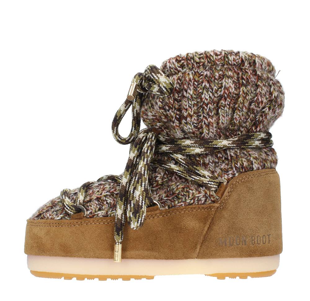 MOON BOOT Stivaletti da neve modello LOW WOOL MOON BOOT in camoscio e tessuto