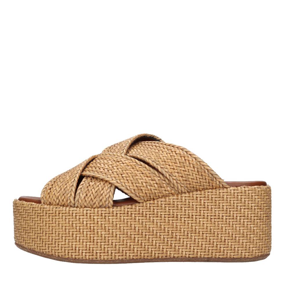 THEMOIRE Mules con zeppa in tessuto vegano