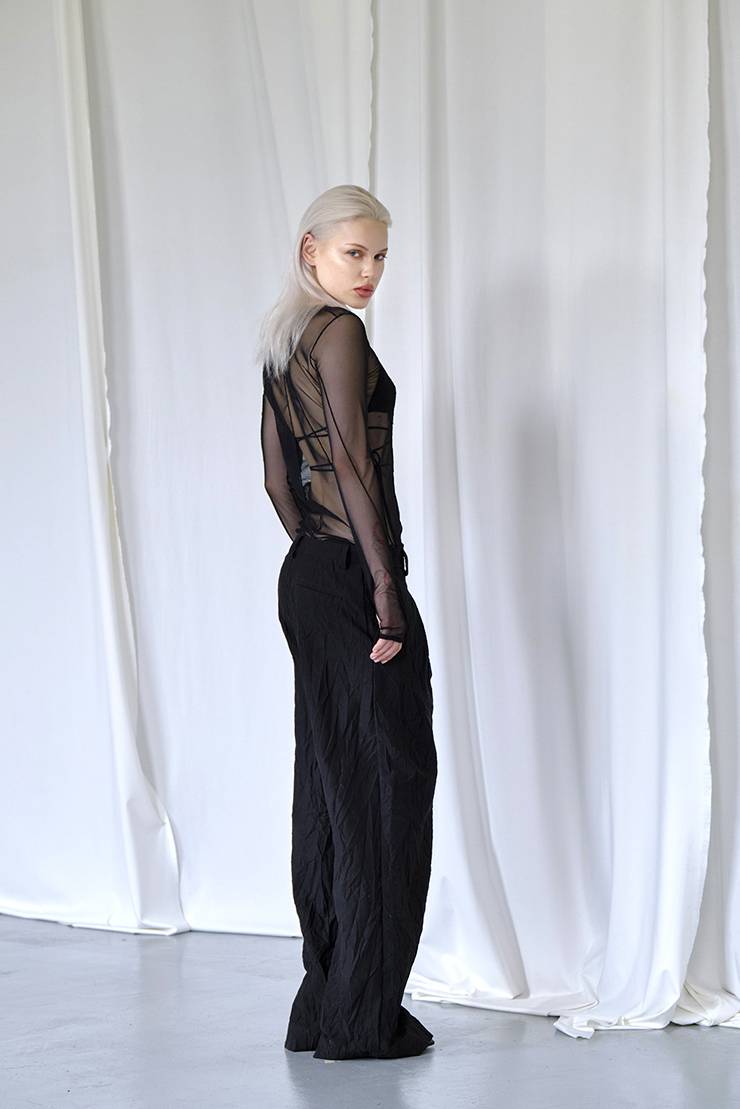 Nostrasantissima Pantaloni Palazzi In Lino Stropicciato