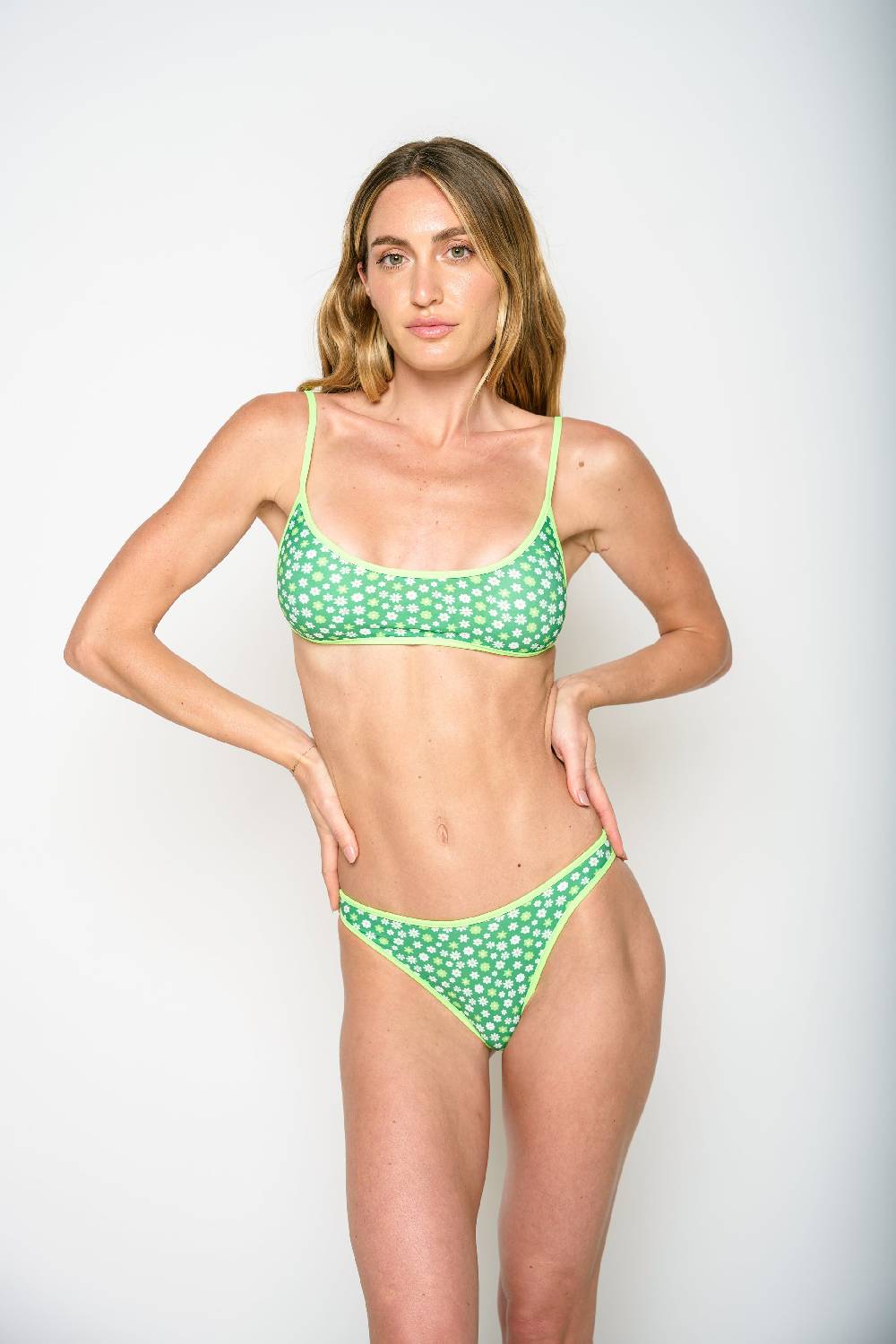 Not After Ten GREEN FLORAL HIGH CUT CHEEKY BOTTOM
