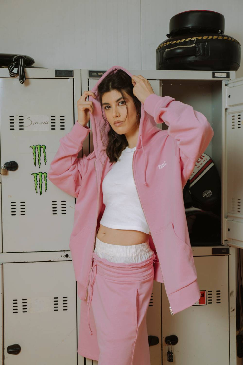 Not After Ten HOODIE ZIP NAT SS PINK BUBBLE