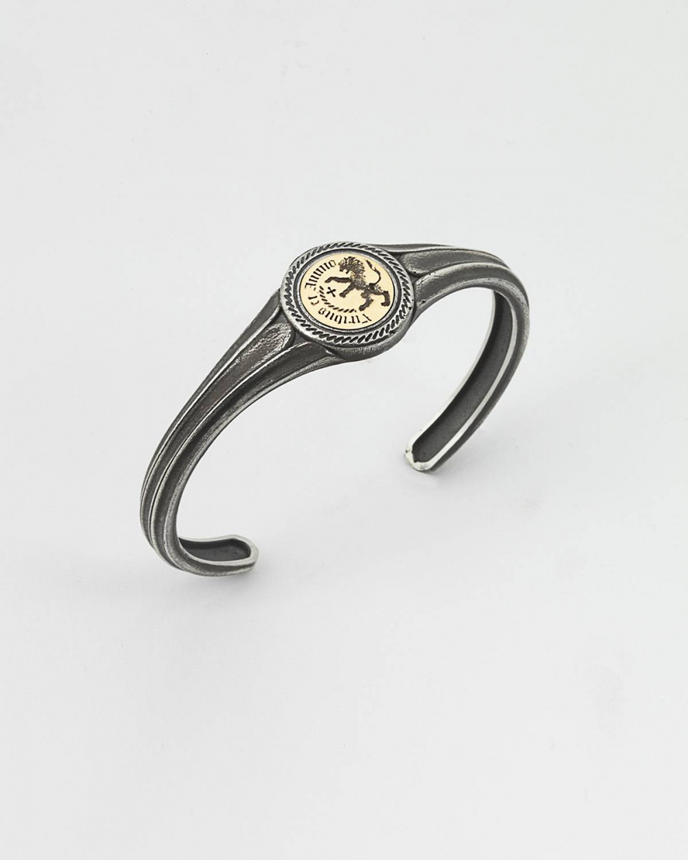 Nove25 BRACCIALE RIGIDO CHEVALIER VIRIBUS ET ANIMO IN ARGENTO