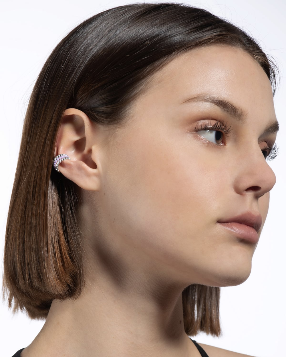 Nove25 EAR CUFF ORECCHINO SENZA BUCO PALLINE TRE GIRI SMALTO LILLA