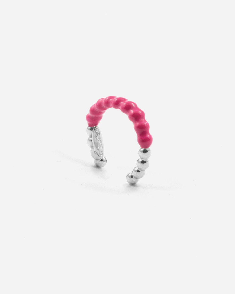 Nove25 EAR CUFF ORECCHINO SENZA BUCO PALLINE UN GIRO SMALTO FUCSIA