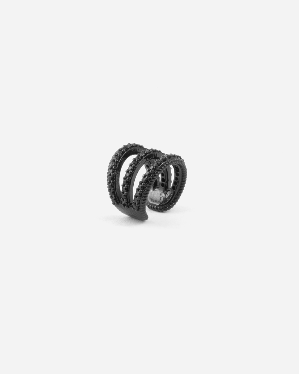 Nove25 EAR CUFF TRIPLE BLACK TIE CON BRILLANTI NERI