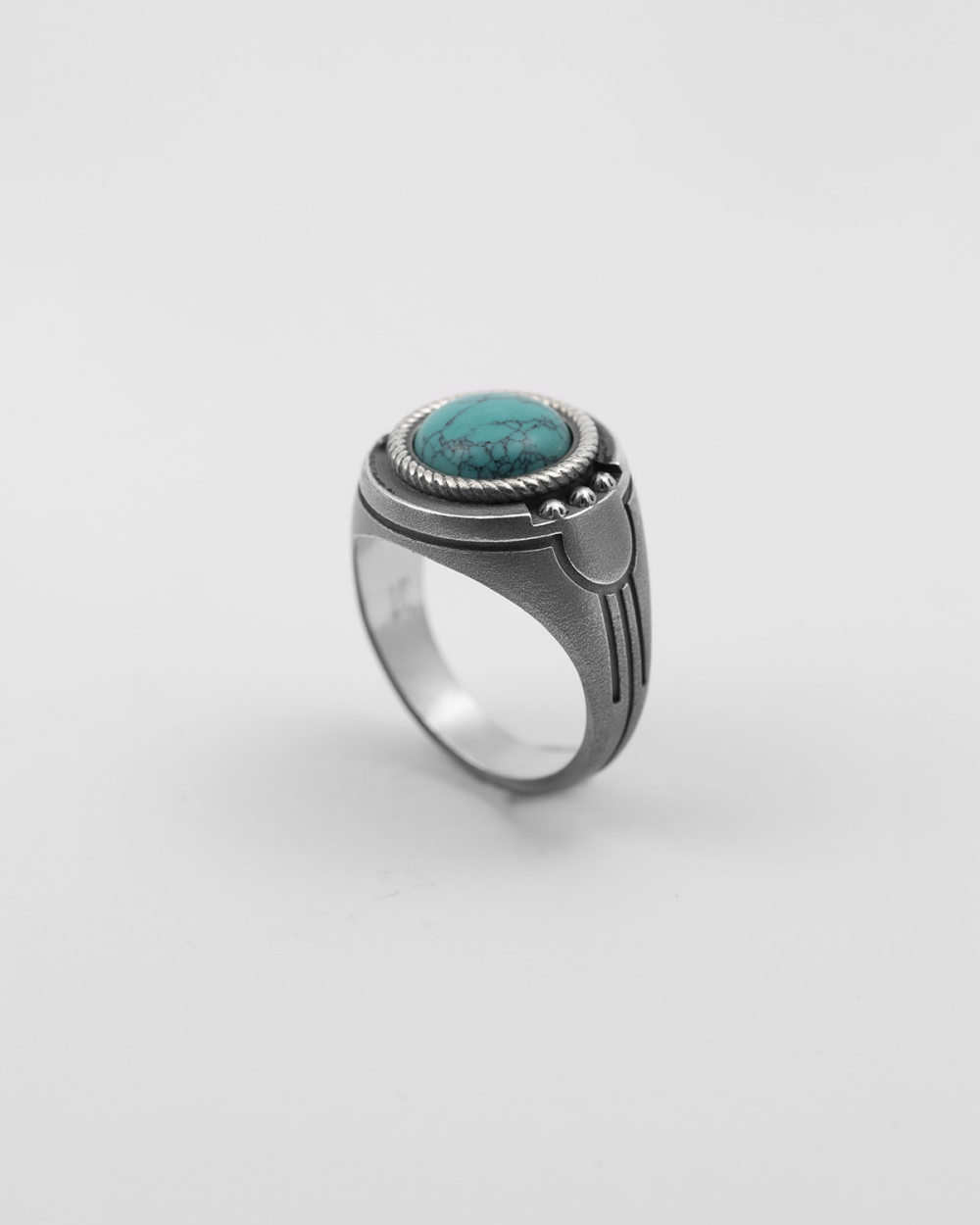 Nove25 ANELLO CHEVALIER FREGI GEOMETRICI TURCHESE