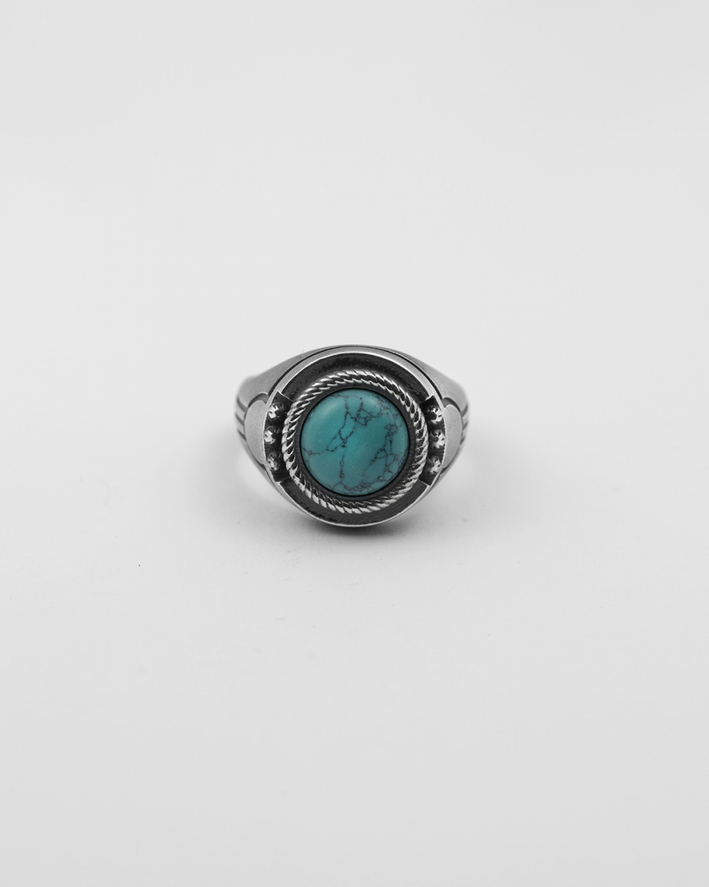 Nove25 ANELLO CHEVALIER FREGI GEOMETRICI TURCHESE