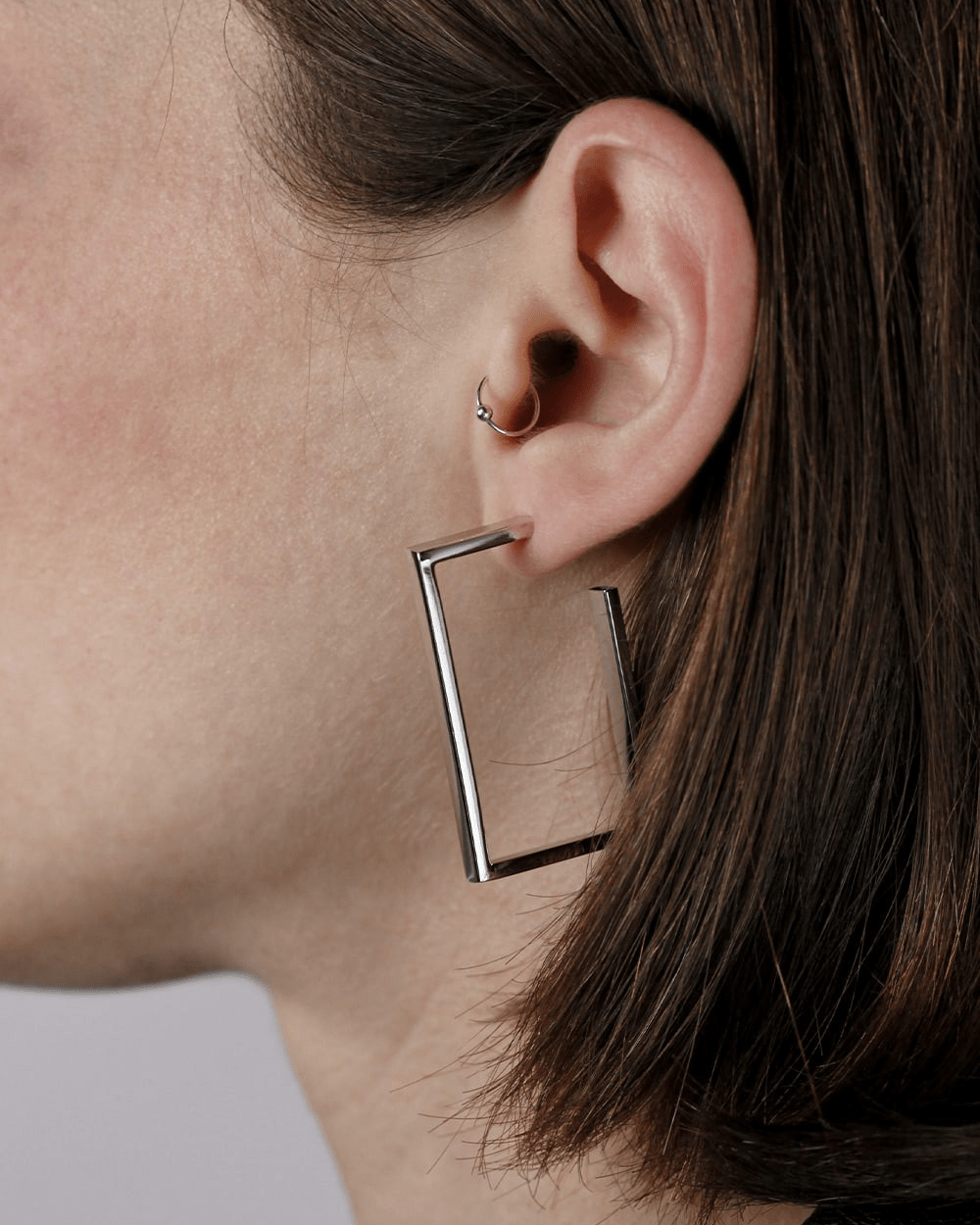 Nove25 ORECCHINI COPPIA RETTANGOLO APERTO FILO RETTANGOLARE RUTENIO