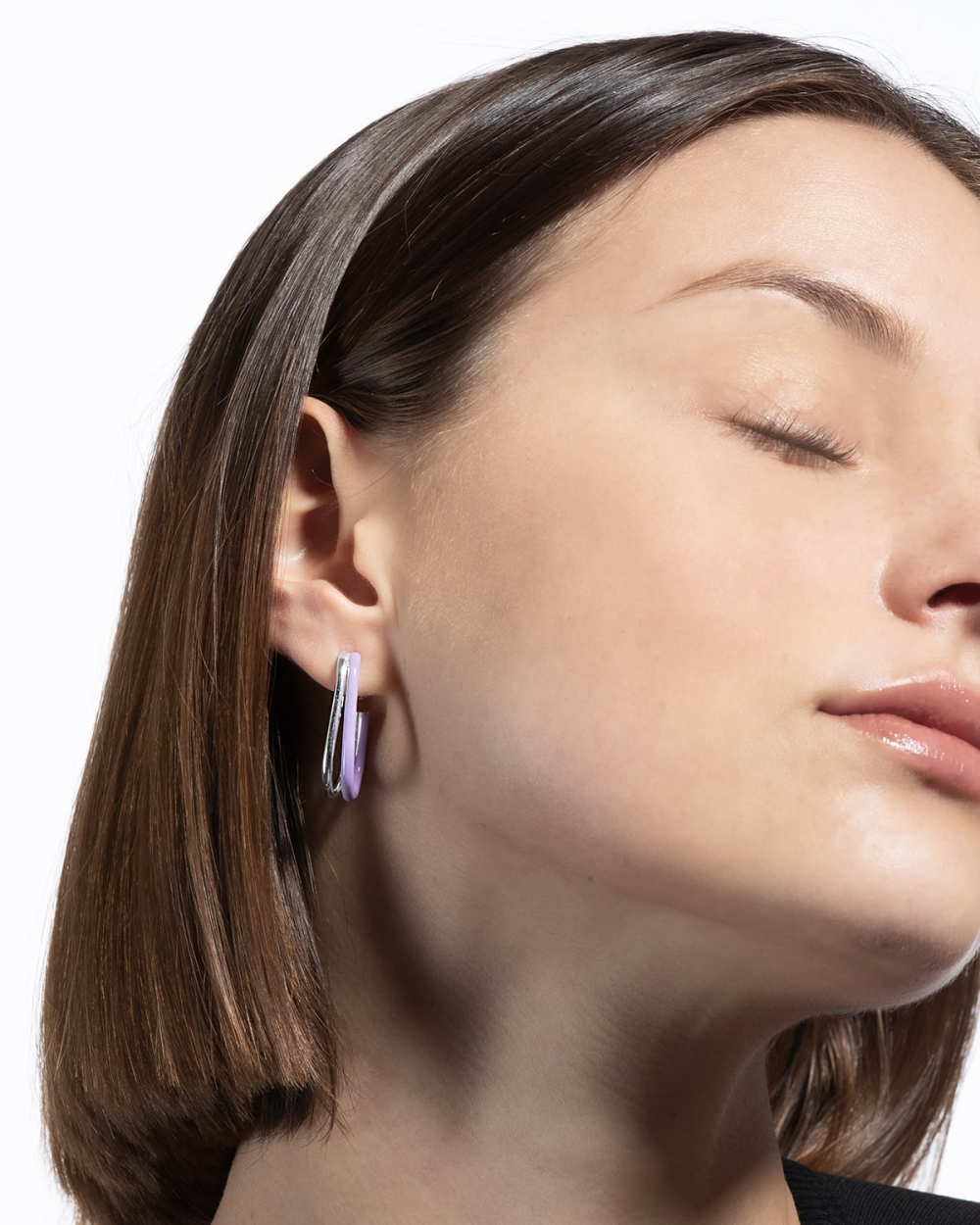 Nove25 ORECCHINO PENDENTE DOPPIA GOCCIA SMALTO LILLA