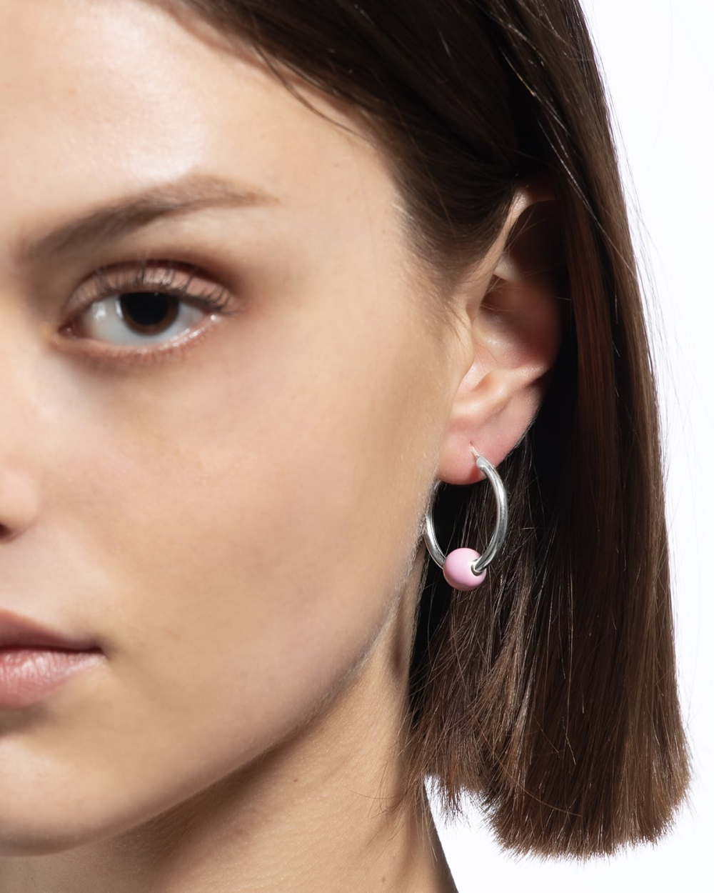 Nove25 ORECCHINO SINGOLO PIERCING SFERA SMALTO ROSA