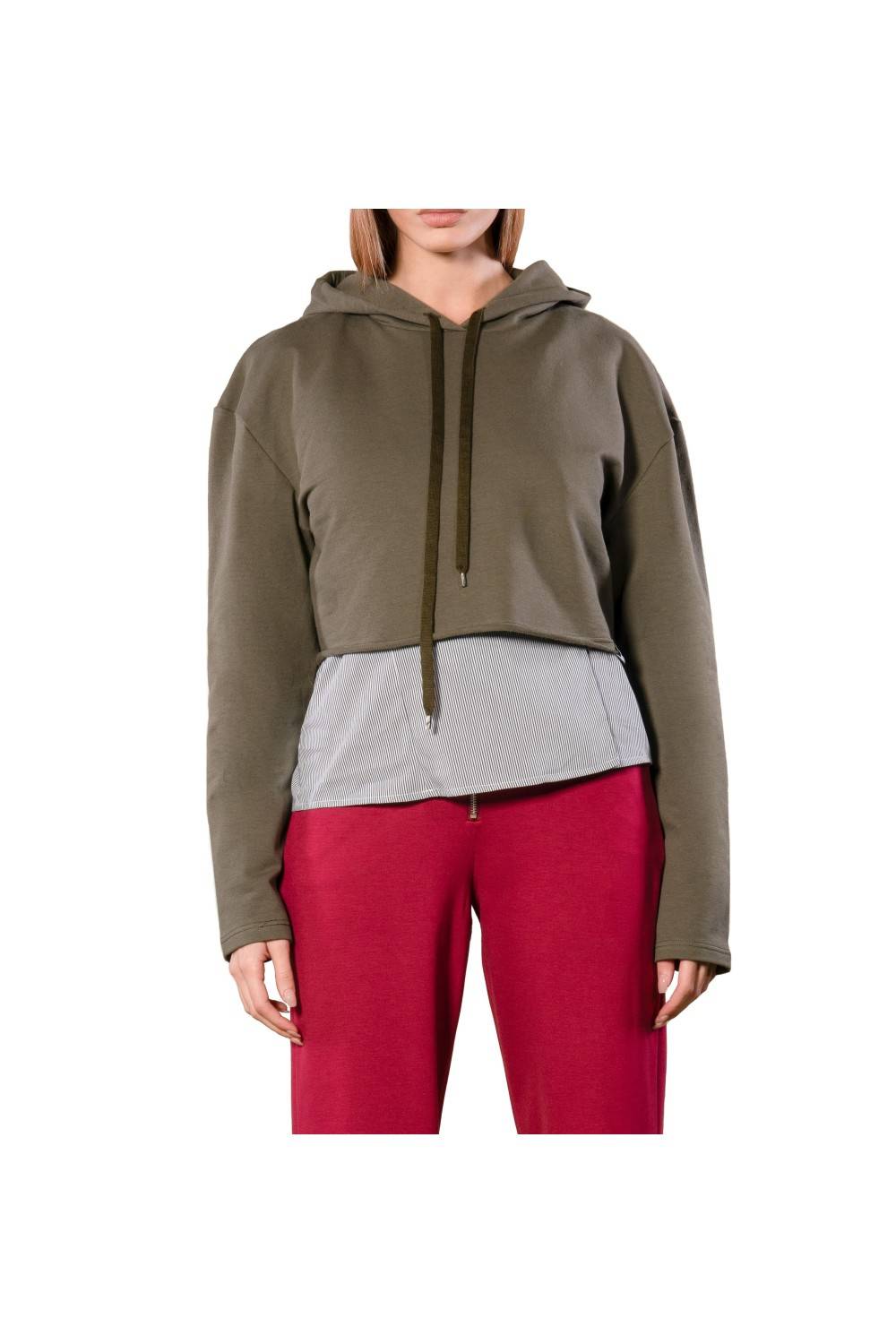 Nualy FELPA CROPPED CON CAPPUCCIO