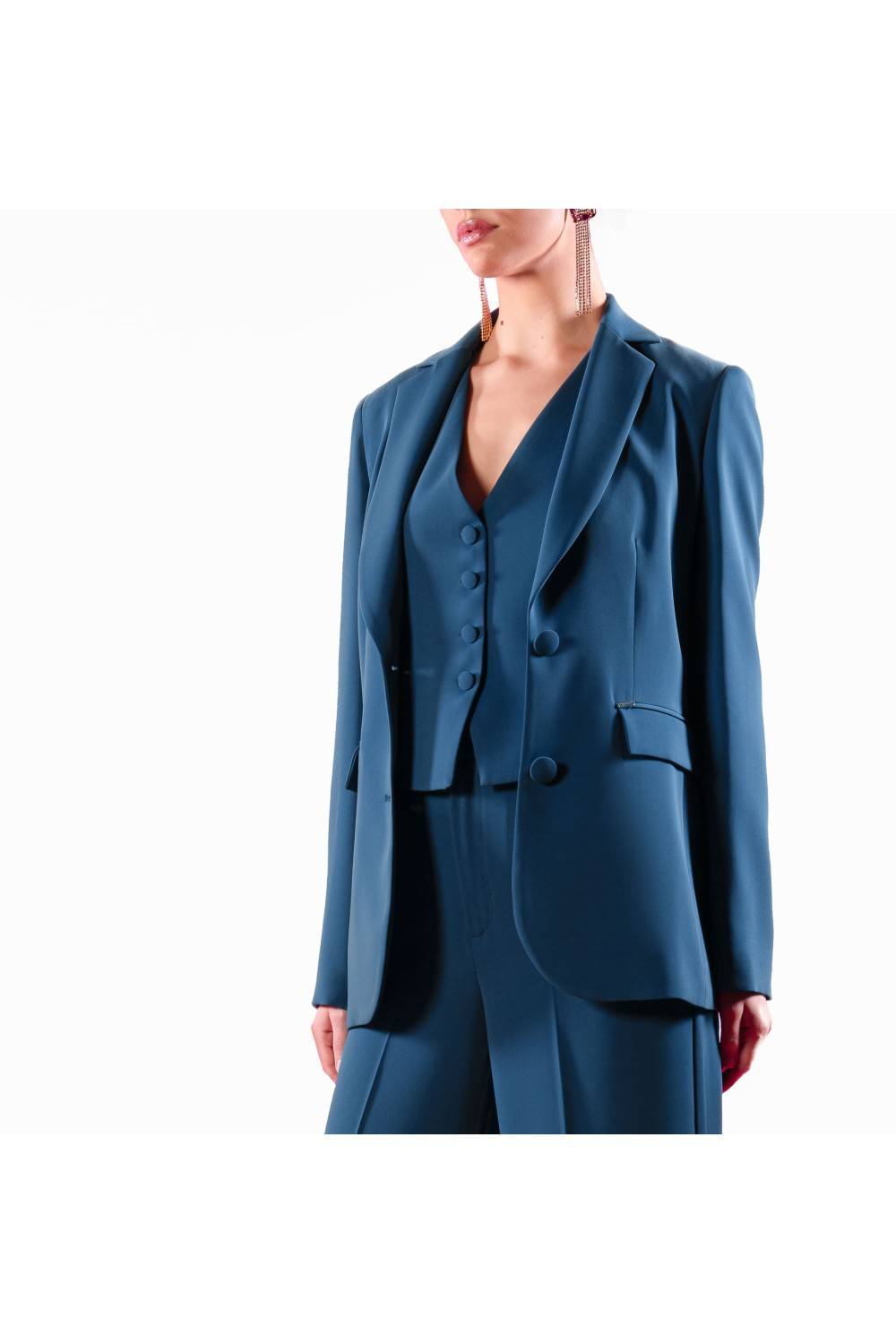 Nualy GIACCA MONOPETTO CON PATTINE