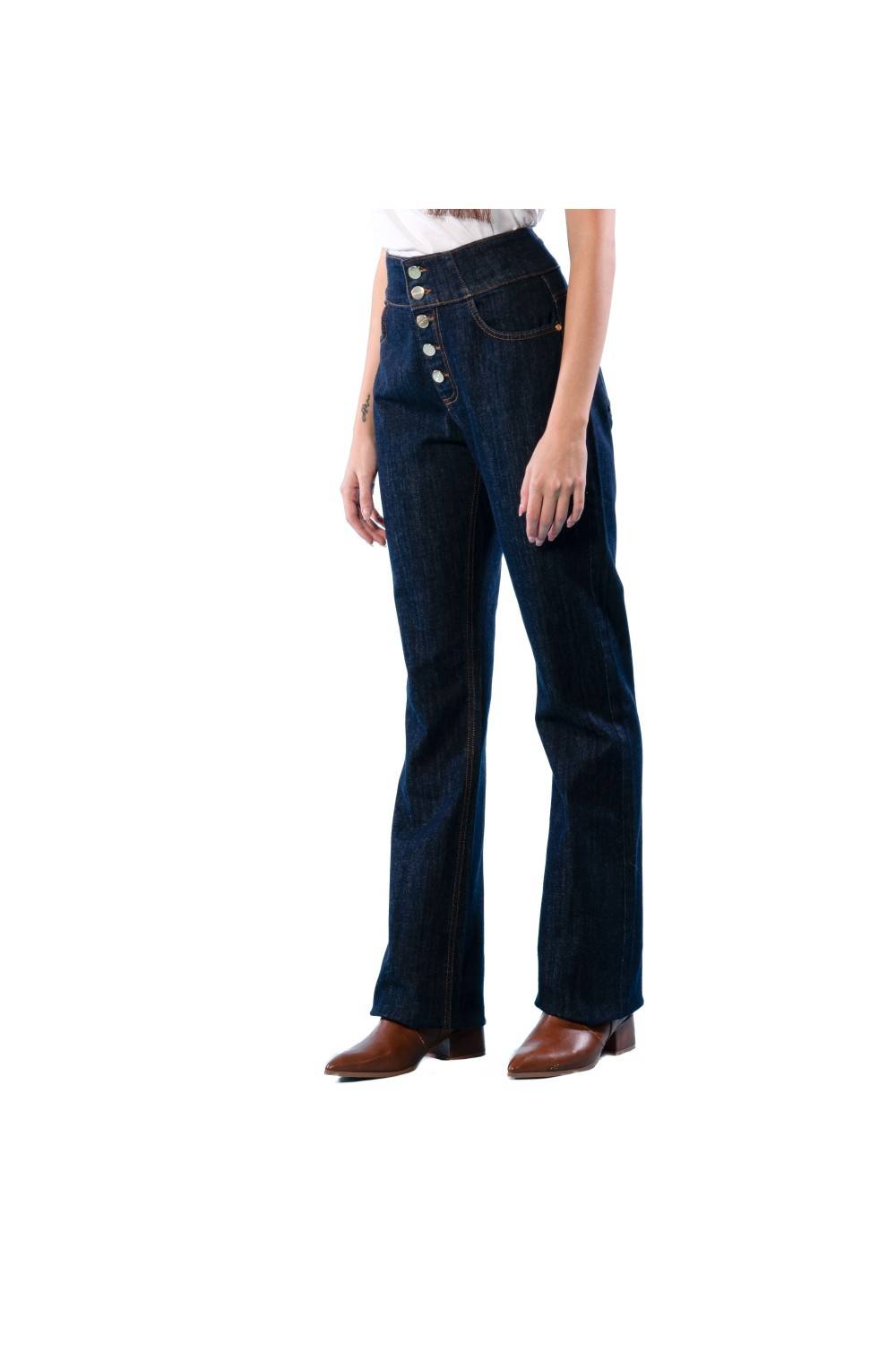 Nualy JEANS A ZAMPA CON BOTTONI