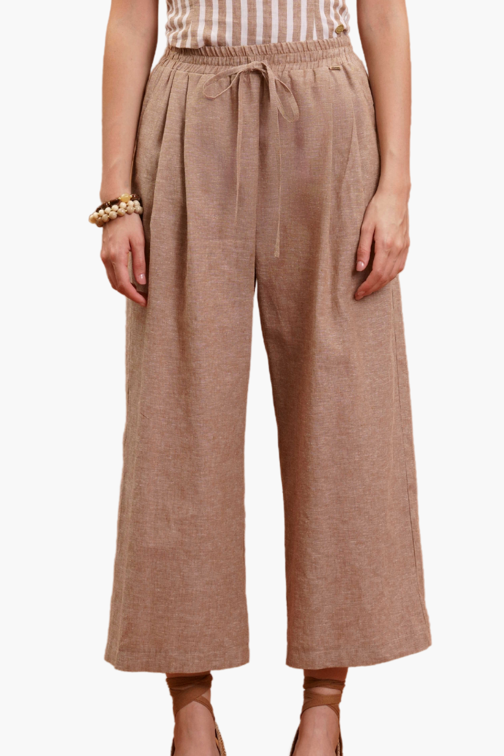 Nualy PANTALONE BARREL IN LINO