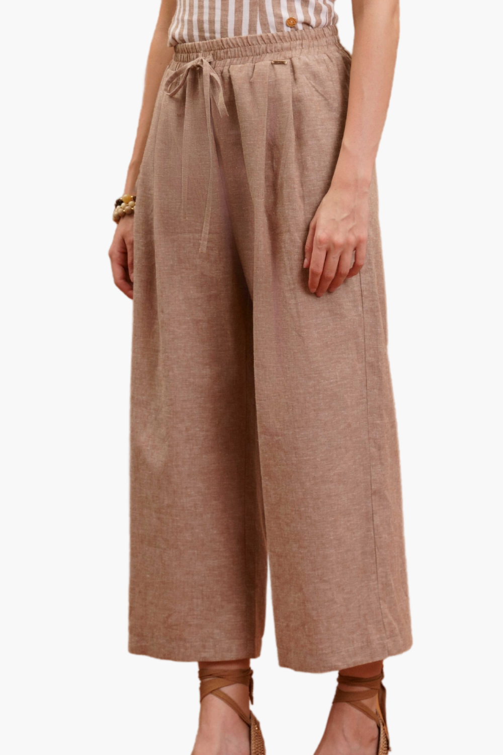 Nualy PANTALONE BARREL IN LINO