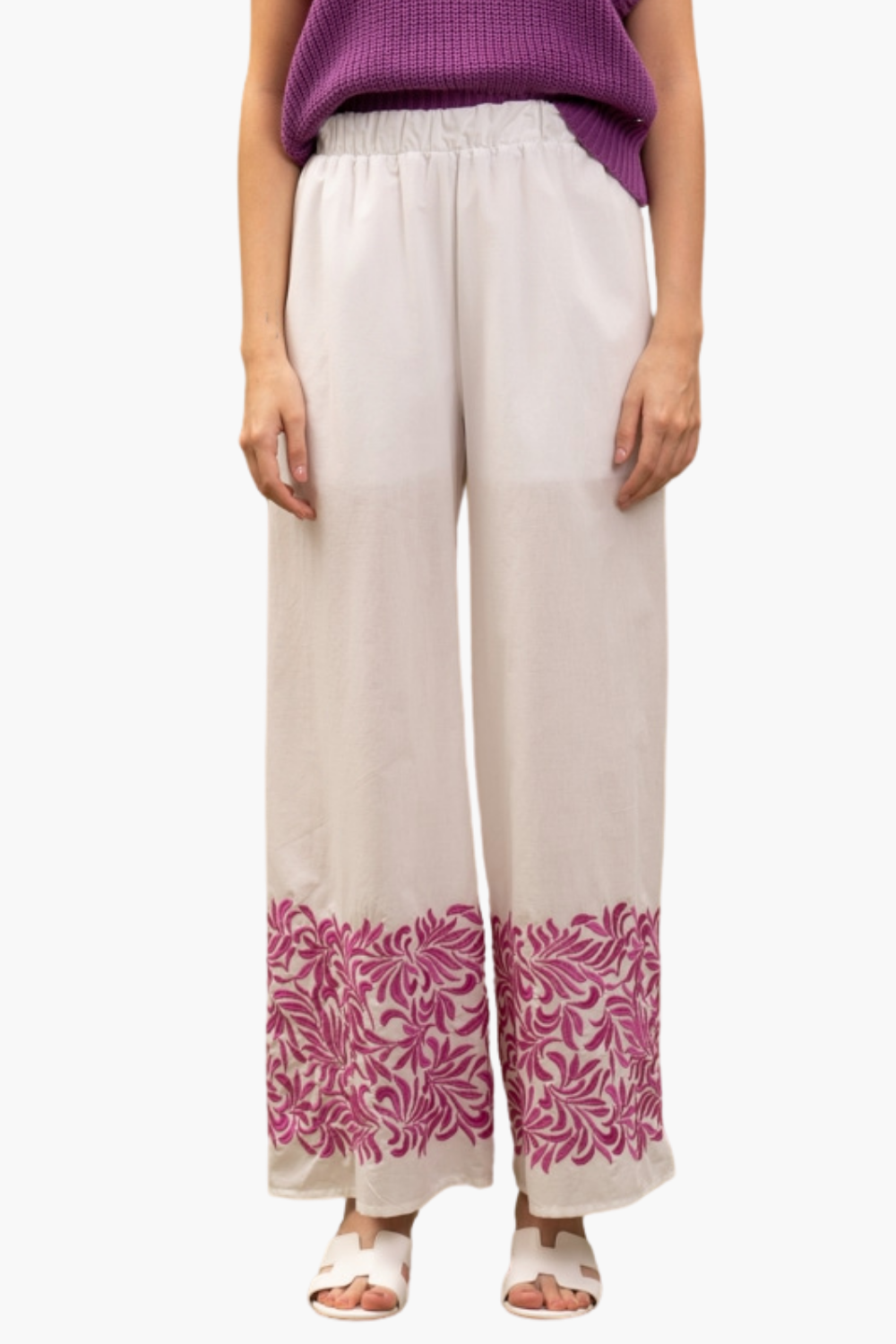 Nualy PANTALONE CON RICAMO