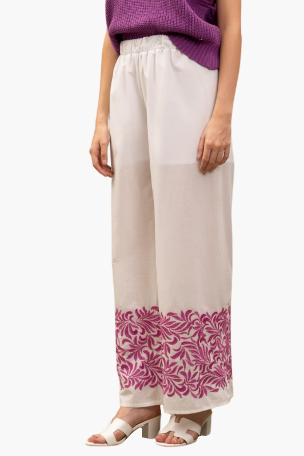 Nualy PANTALONE CON RICAMO