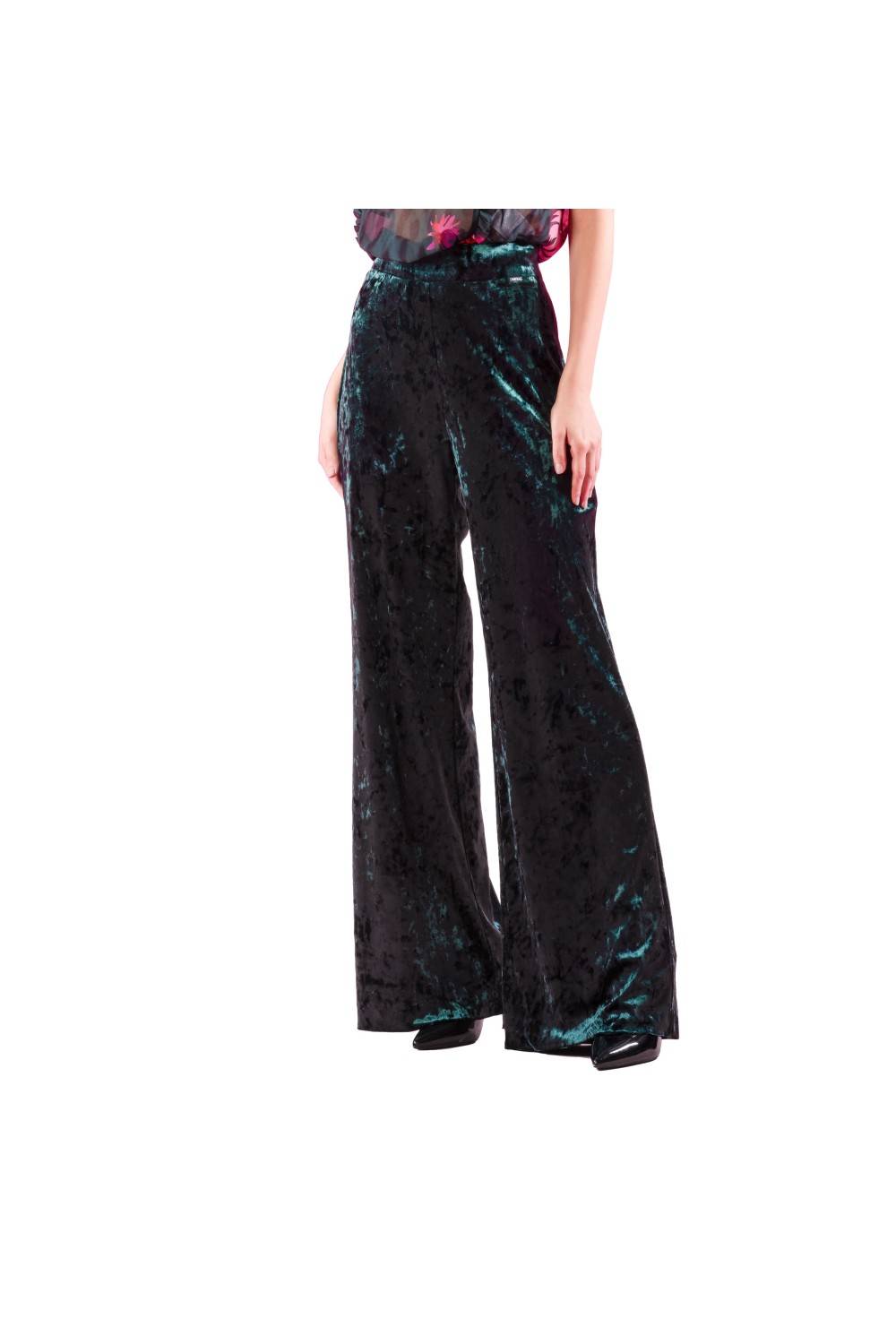 Nualy PANTALONE PALAZZO IN VELLUTO