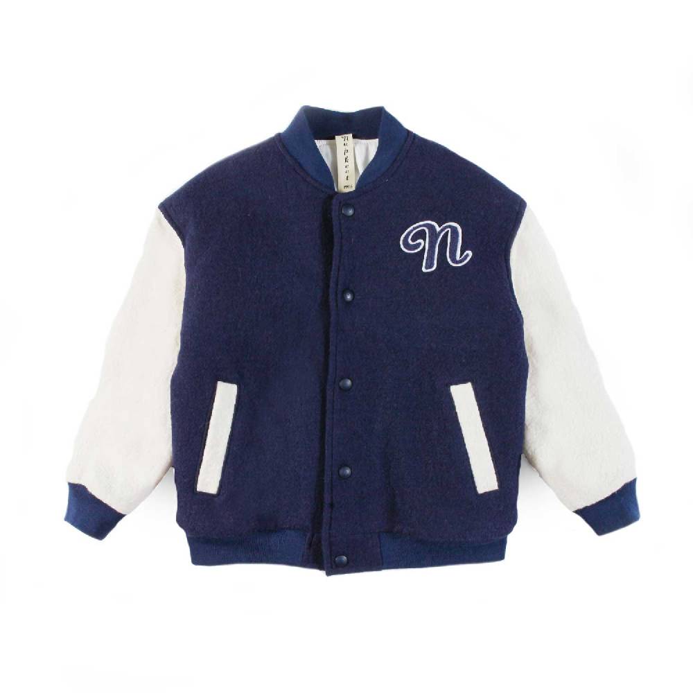 Nupkeet Bomber Bicolore con Patch in lana cotta – Castello