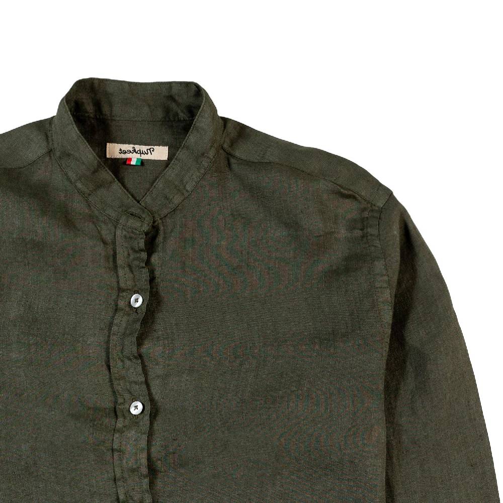 Nupkeet Camicia Coreana Lino Verde Militare Catanzaro