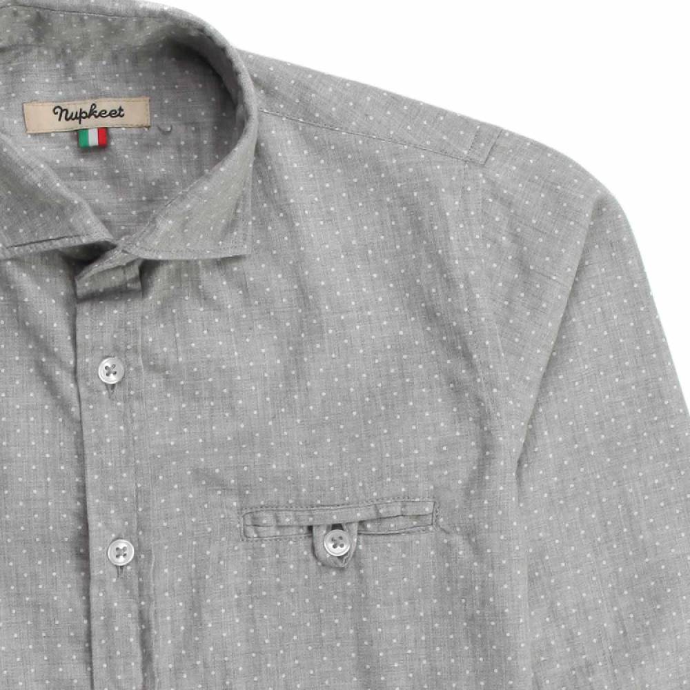 Nupkeet Cincillà A Pois – Camicia In Flanella Grigia E Bianca