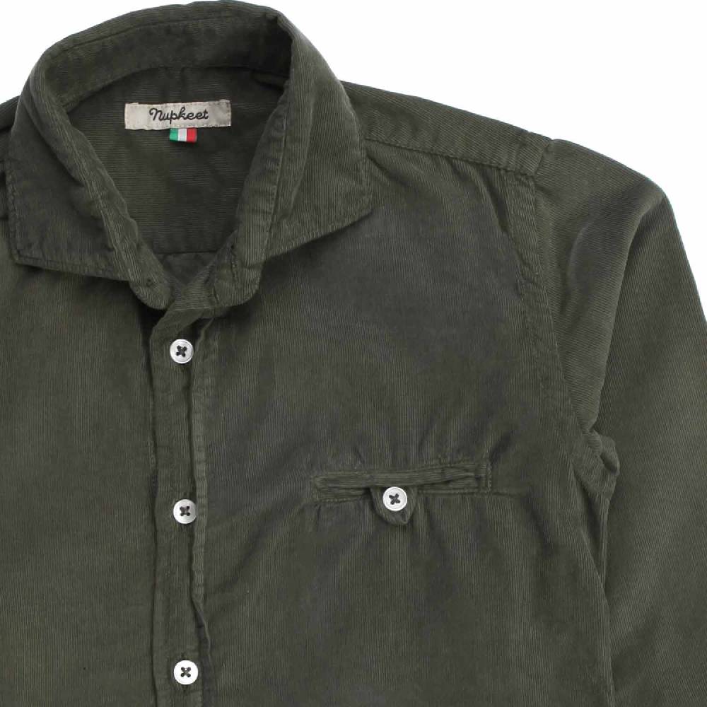 Nupkeet Drago Verde Militare – Camicia In Velluto Leggero