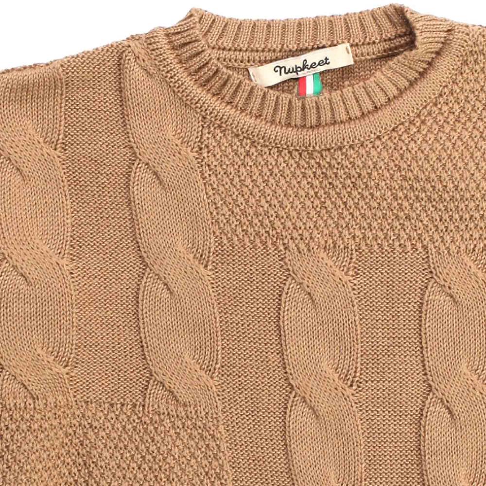 Nupkeet Faina Cammello – Pullover In Tricot Con Trecce