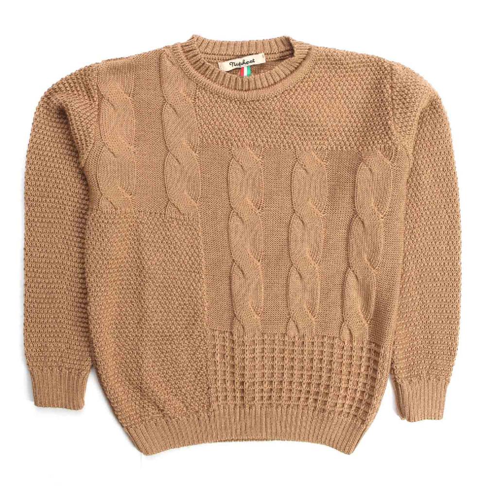 Nupkeet Faina cammello – Pullover in tricot con trecce