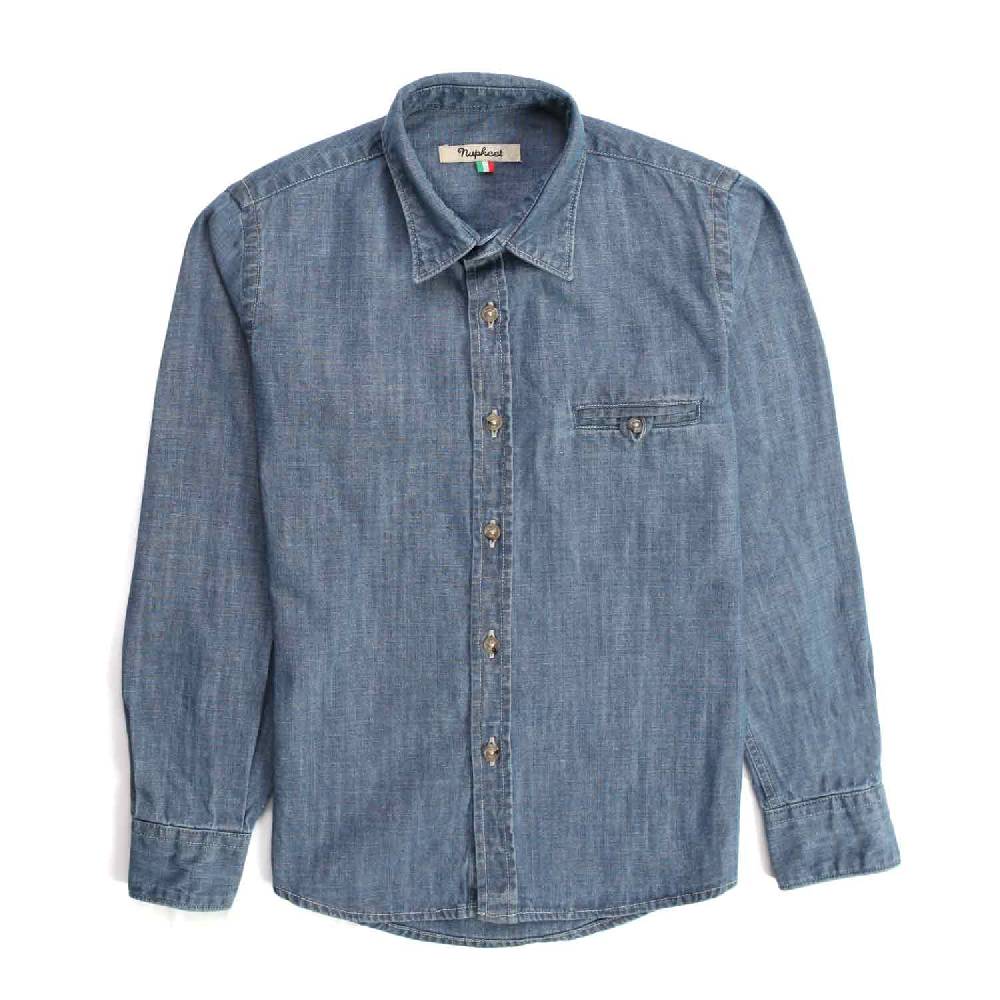 Nupkeet Gazza blu – Camicia in chambray bambino e teenager