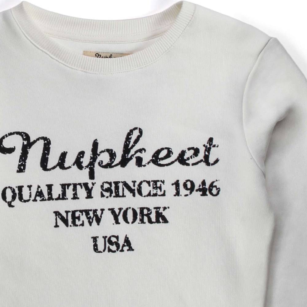 Nupkeet Marmotta Bianco Panna – Felpa Girocollo Per Bambino E Teen