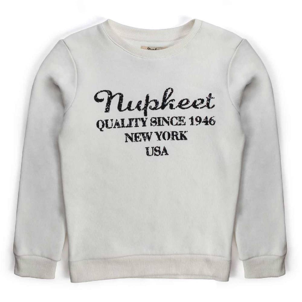 Nupkeet Marmotta Bianco Panna – Felpa girocollo per bambino e teen