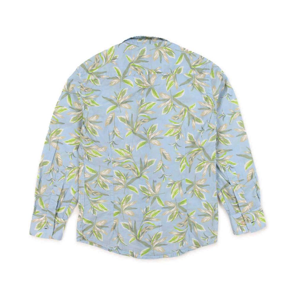 Nupkeet Camicia Azzurra Con Stampa Foglie Ravenna