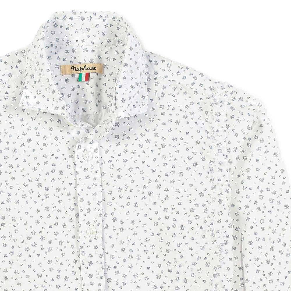 Nupkeet Camicia Bianca Fiori Blu Bolzano