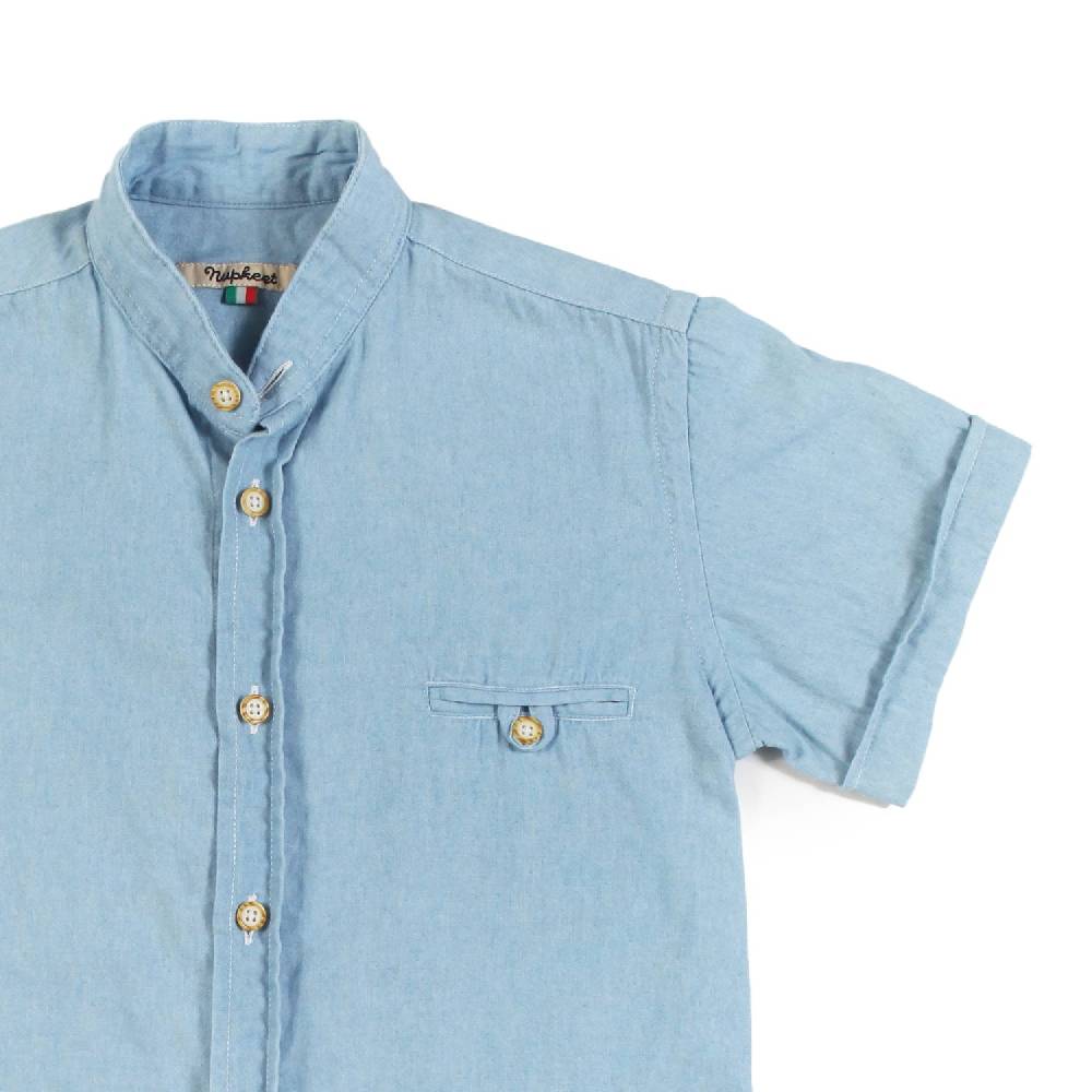 Nupkeet Camicia Collo Coreano Celeste – Tamburo