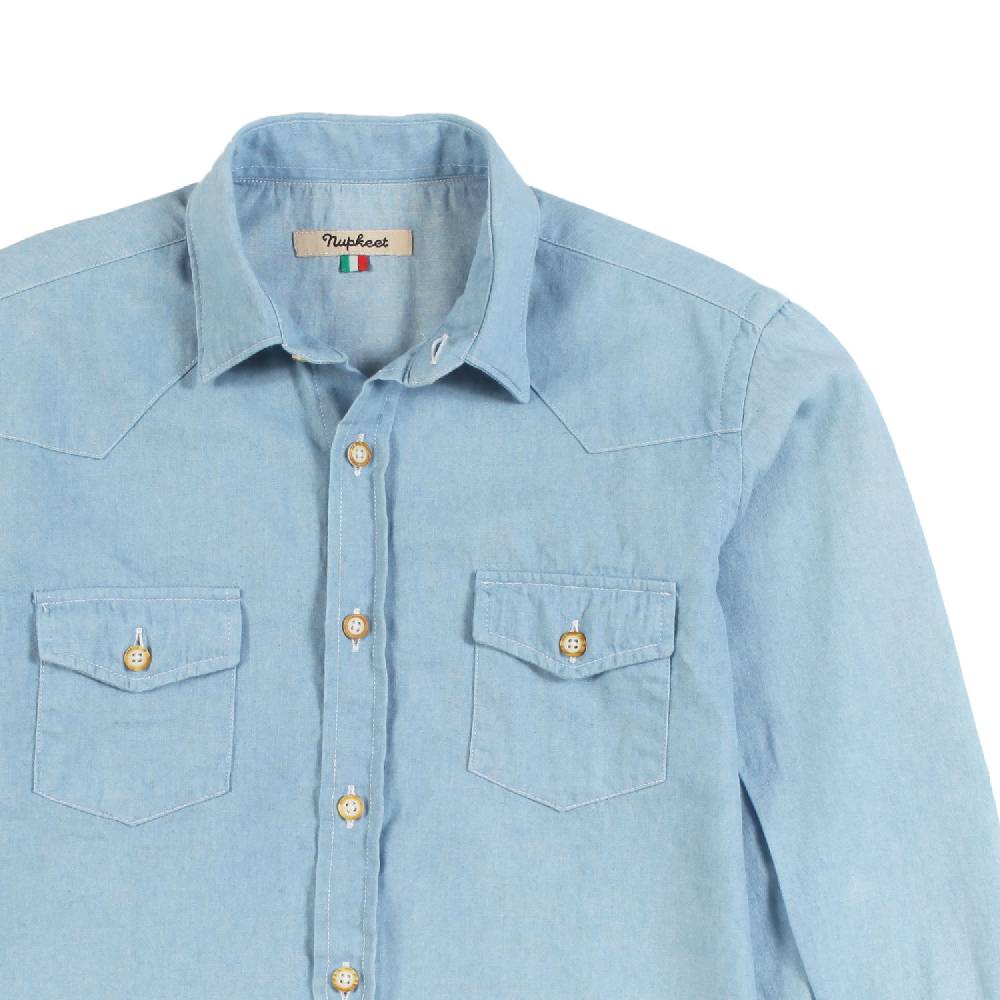 Nupkeet Camicia Collo Italiano Celeste – Coccio