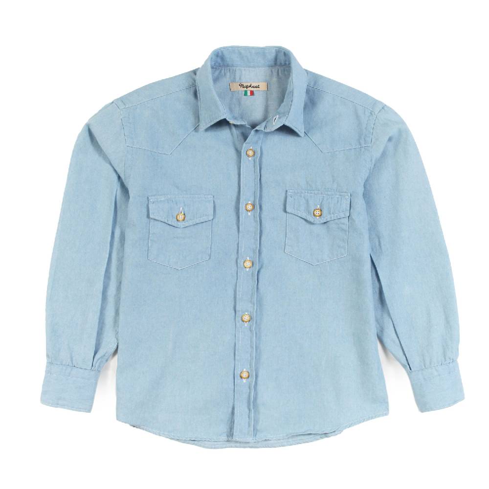 Nupkeet Camicia Collo Italiano Celeste – Coccio