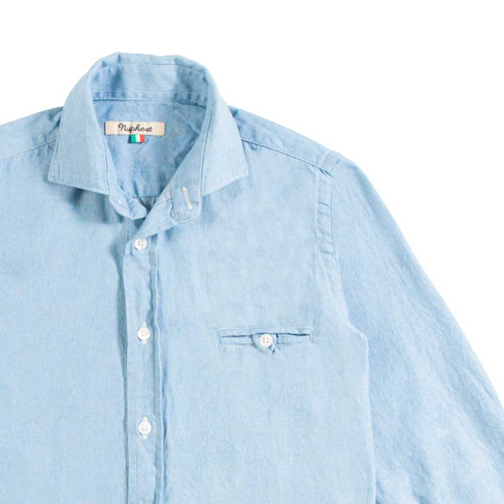 Nupkeet Camicia Con Taschino In Denim Blu – Varano