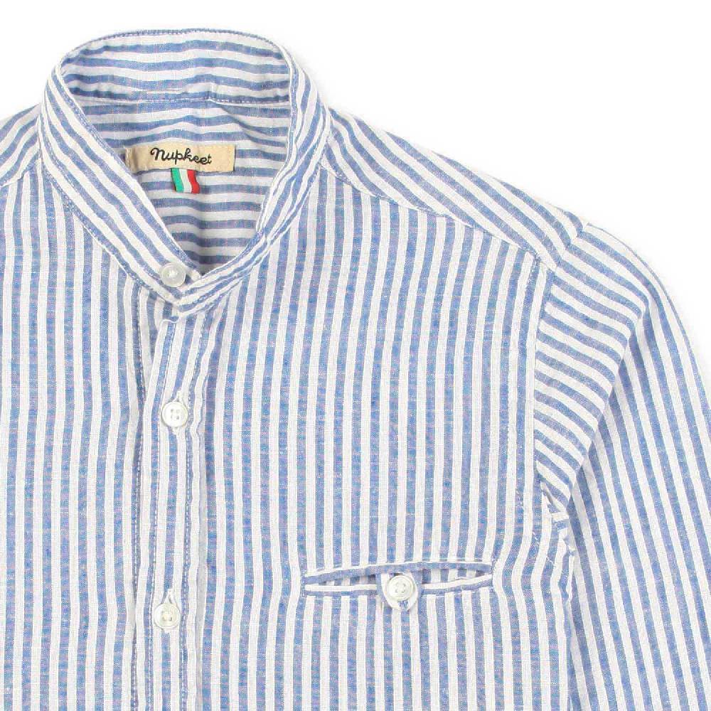 Nupkeet Camicia Coreana Bianca E Blu A Righe Gaeta