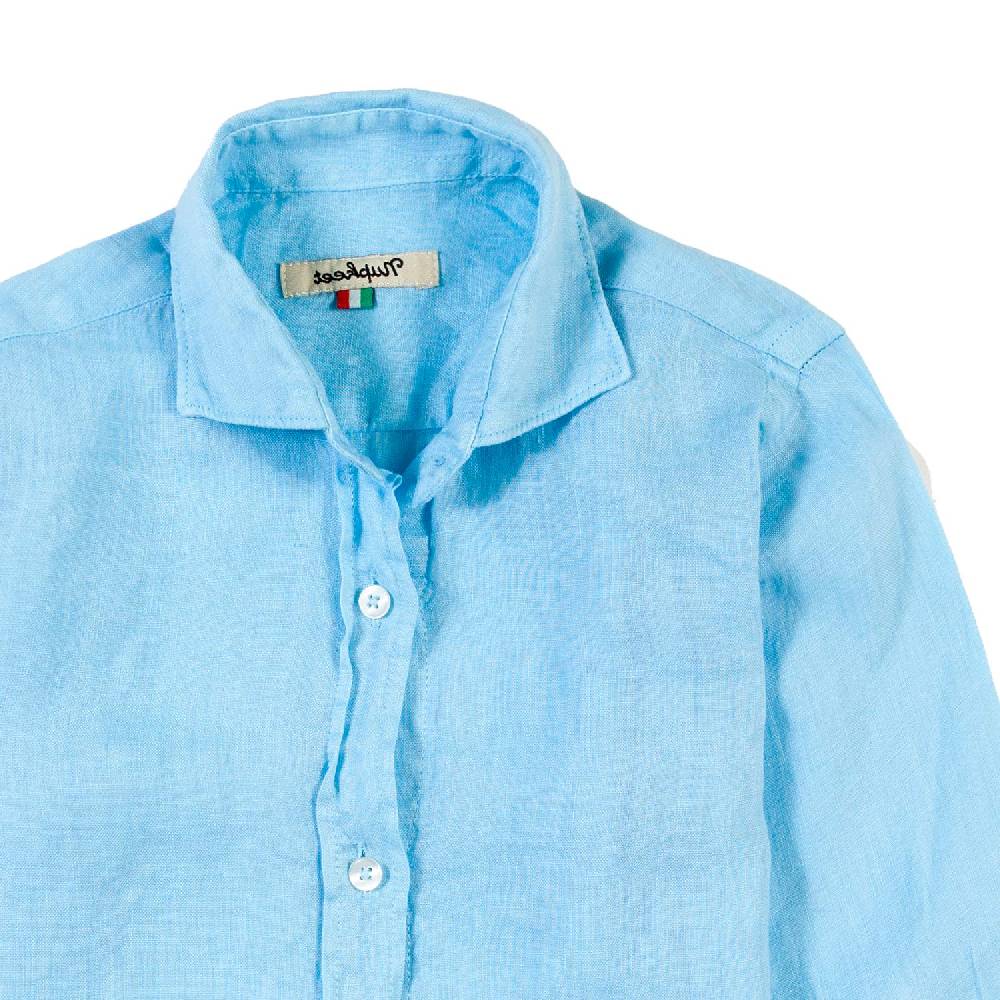 Nupkeet Camicia Lino Azzurra La Spezia