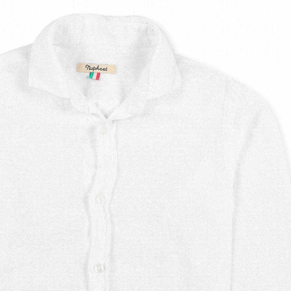Nupkeet Camicia Lino Bianca La Spezia