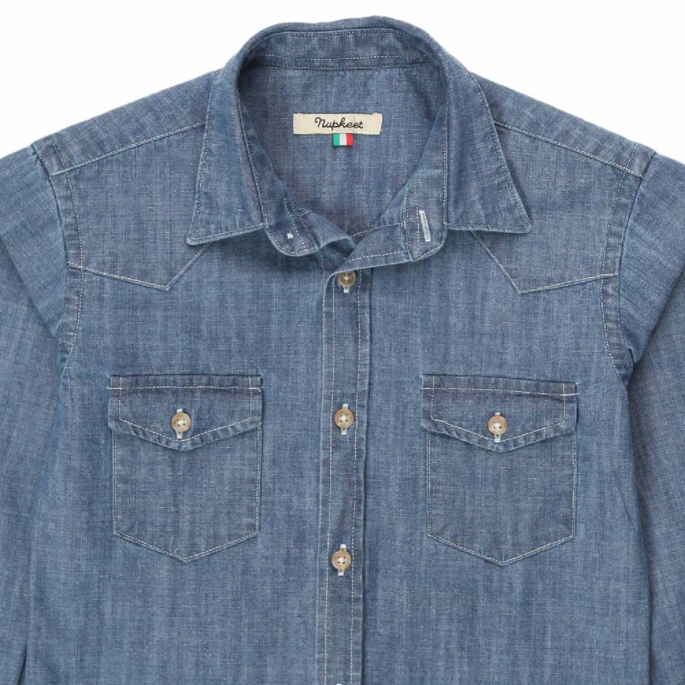 Nupkeet Camicia Texana Ruben Blu Denim